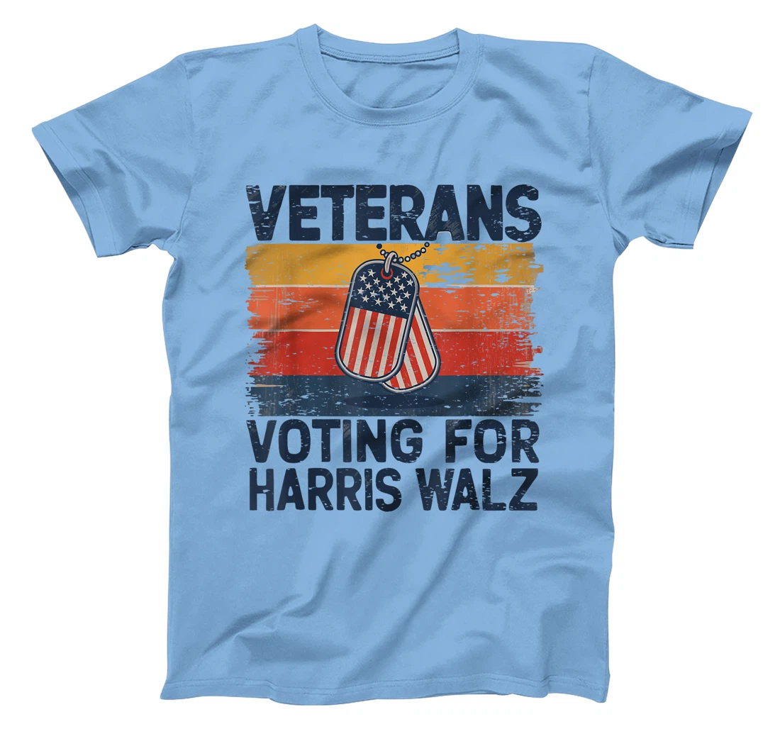 Retro Vintage Veterans Voting For Harris Walz Waltz 2024 T-Shirt