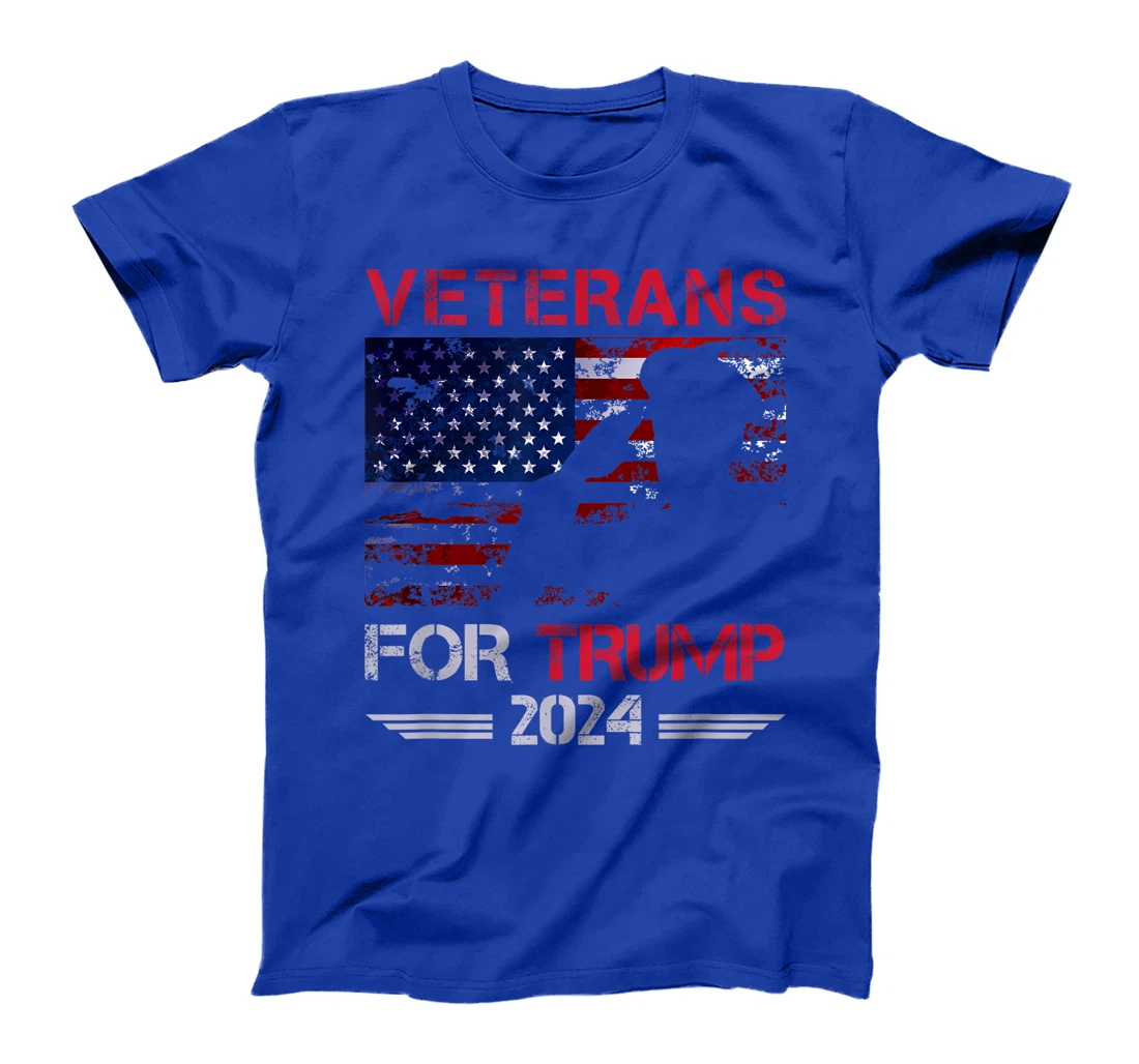 Veterans For Trump 2024 American Flag Distressed T-Shirt