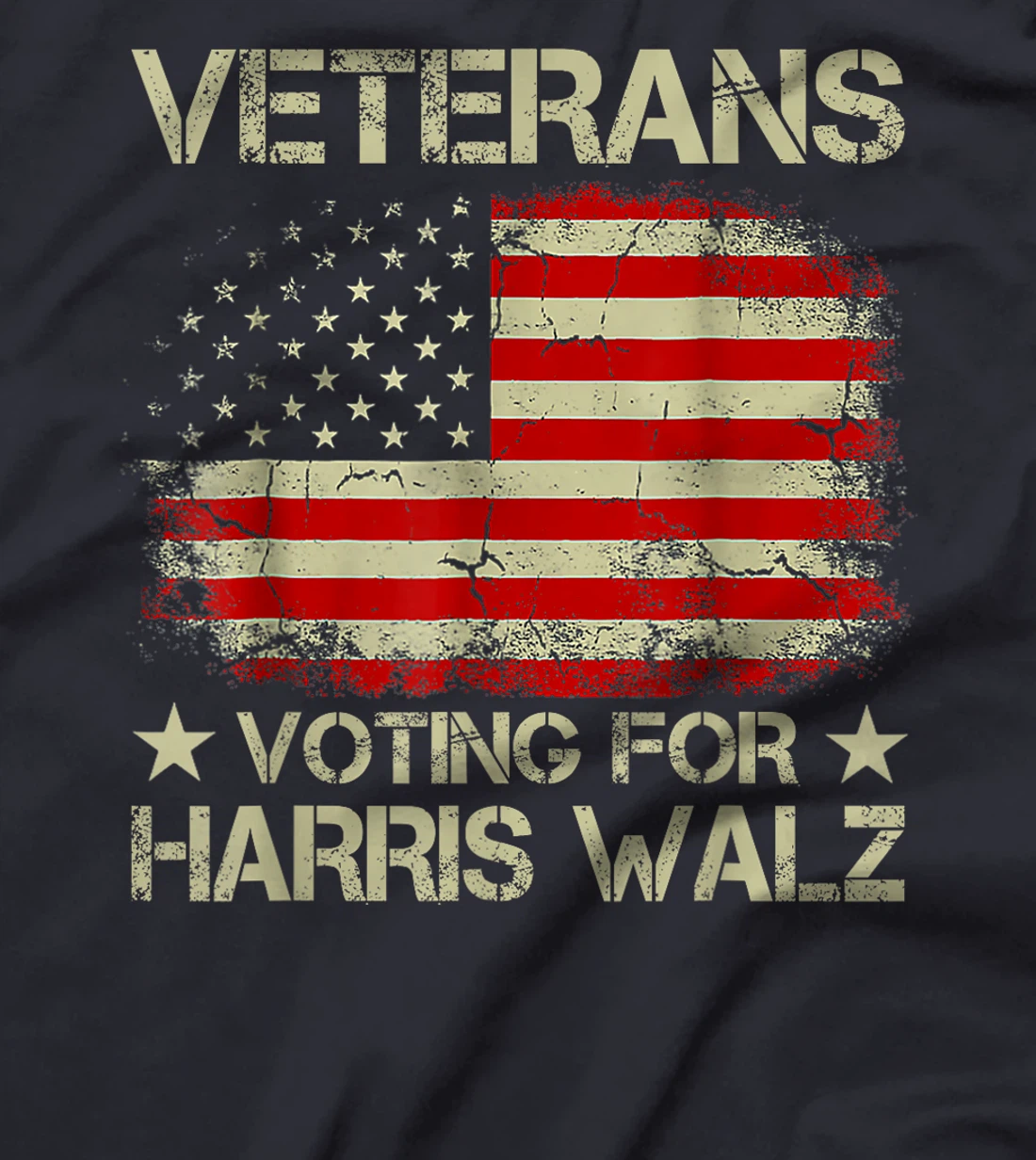Retro Vintage Veterans Voting For Harris Walz Waltz 2024 T-Shirt