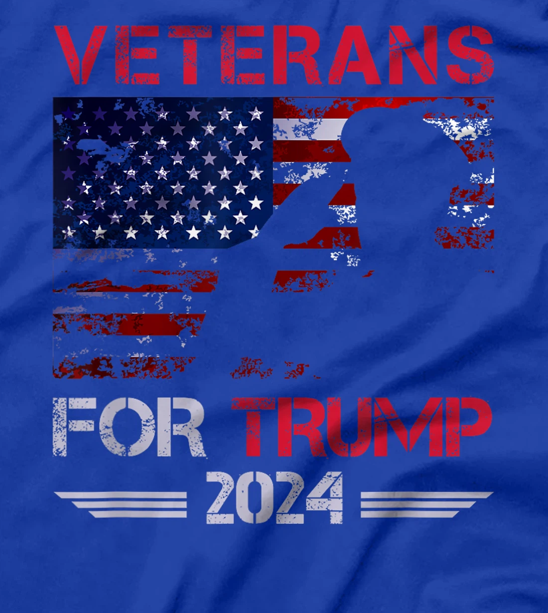 Veterans For Trump 2024 American Flag Distressed T-Shirt