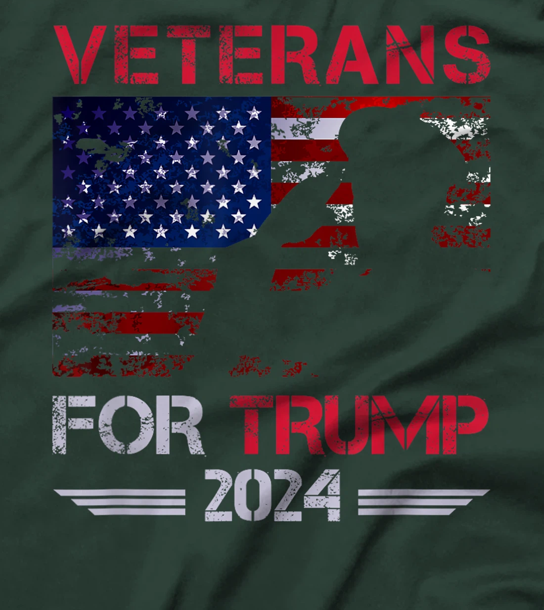 Veterans For Trump 2024 American Flag Distressed T-Shirt