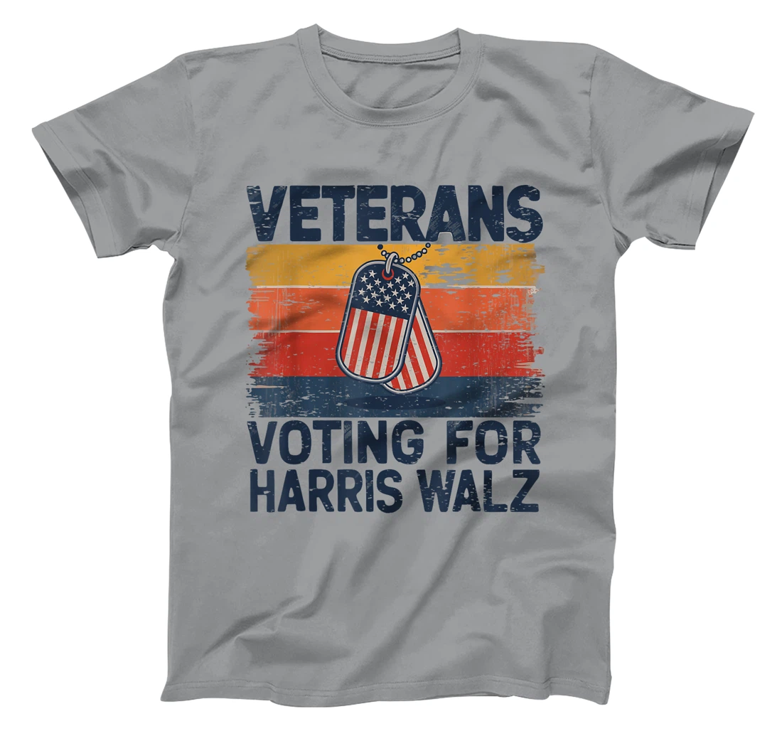 Retro Vintage Veterans Voting For Harris Walz Waltz 2024 T-Shirt