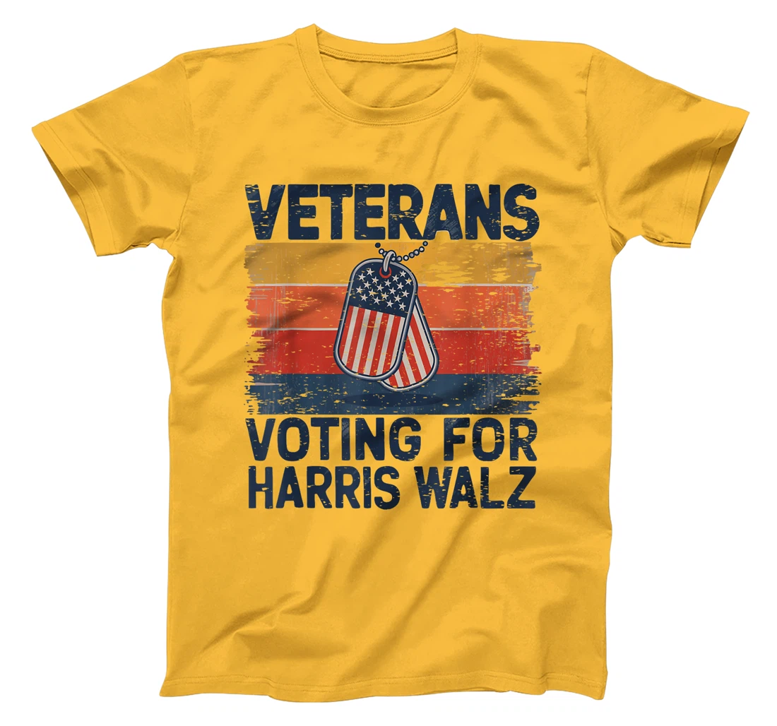 Retro Vintage Veterans Voting For Harris Walz Waltz 2024 T-Shirt