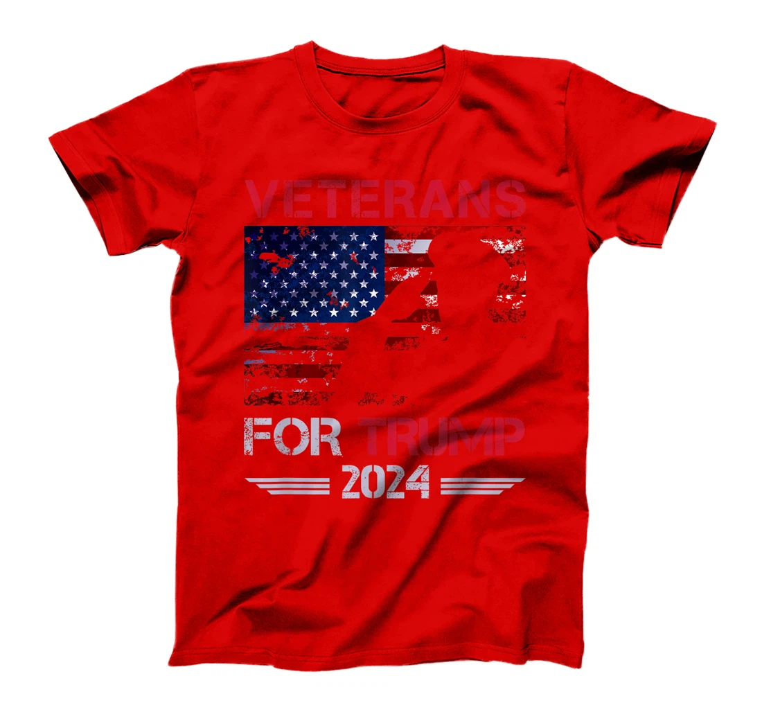Veterans For Trump 2024 American Flag Distressed T-Shirt