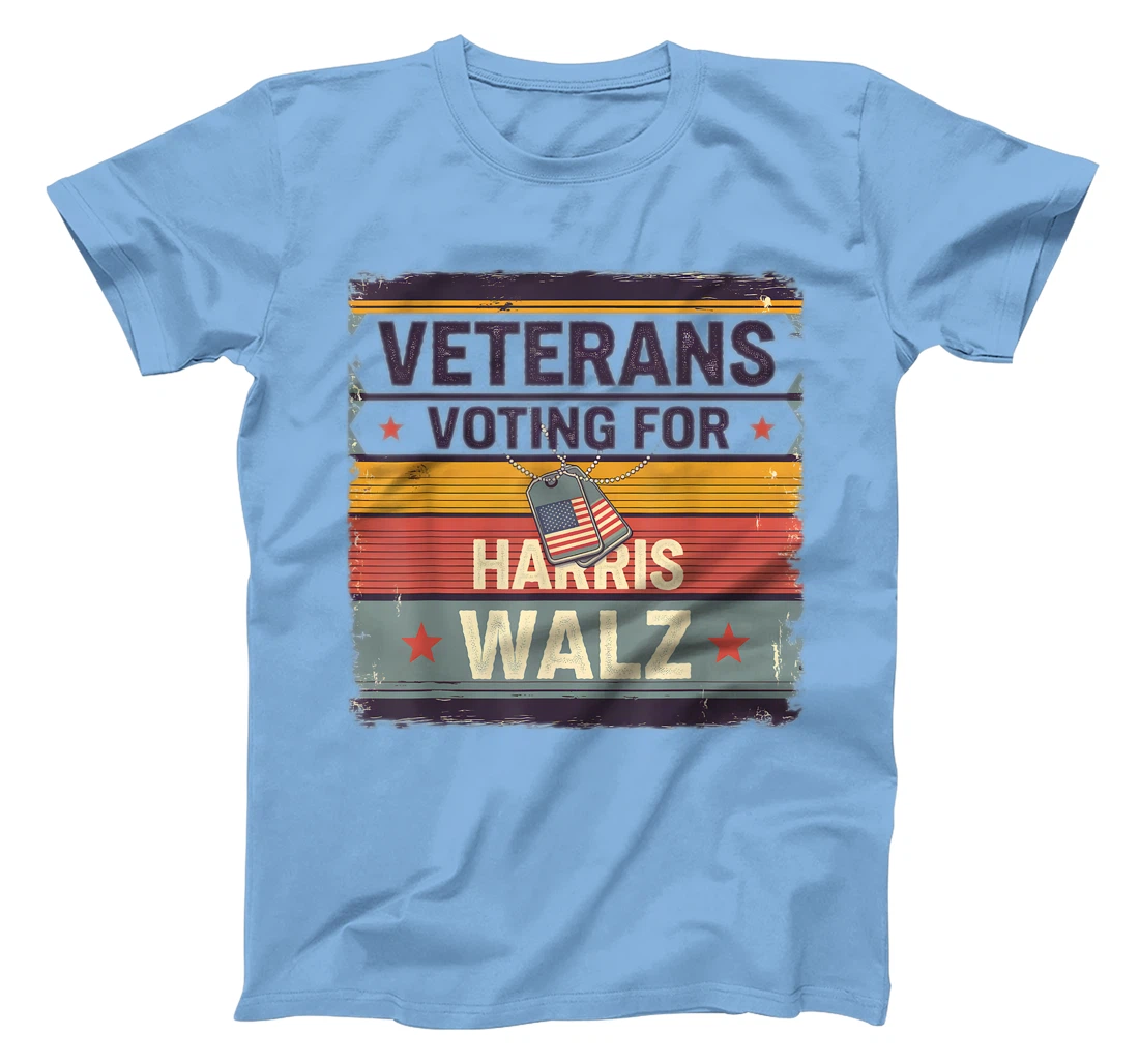 Retro Vintage Veterans Voting for Harris Walz Waltz 2024 T-Shirt