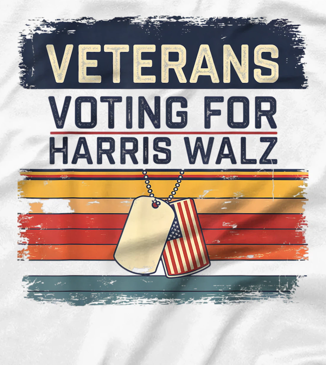 Retro Vintage Veterans Voting for Harris Walz Waltz 2024 T-Shirt