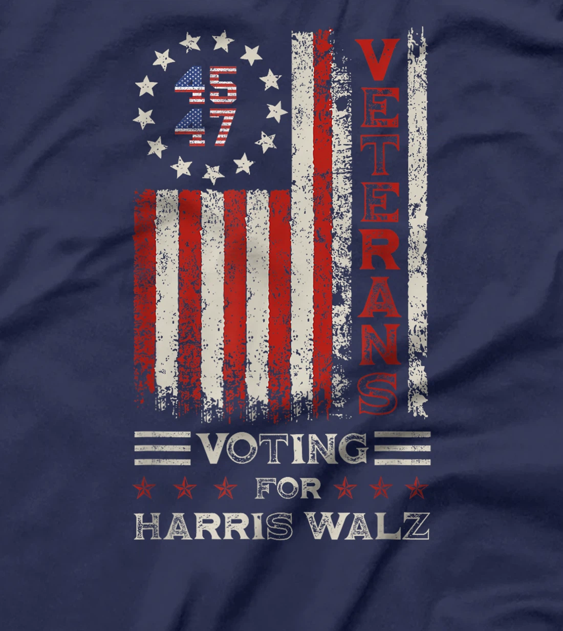 Retro America Flag Veterans Voting For Harris Walz 2024 T-Shirt