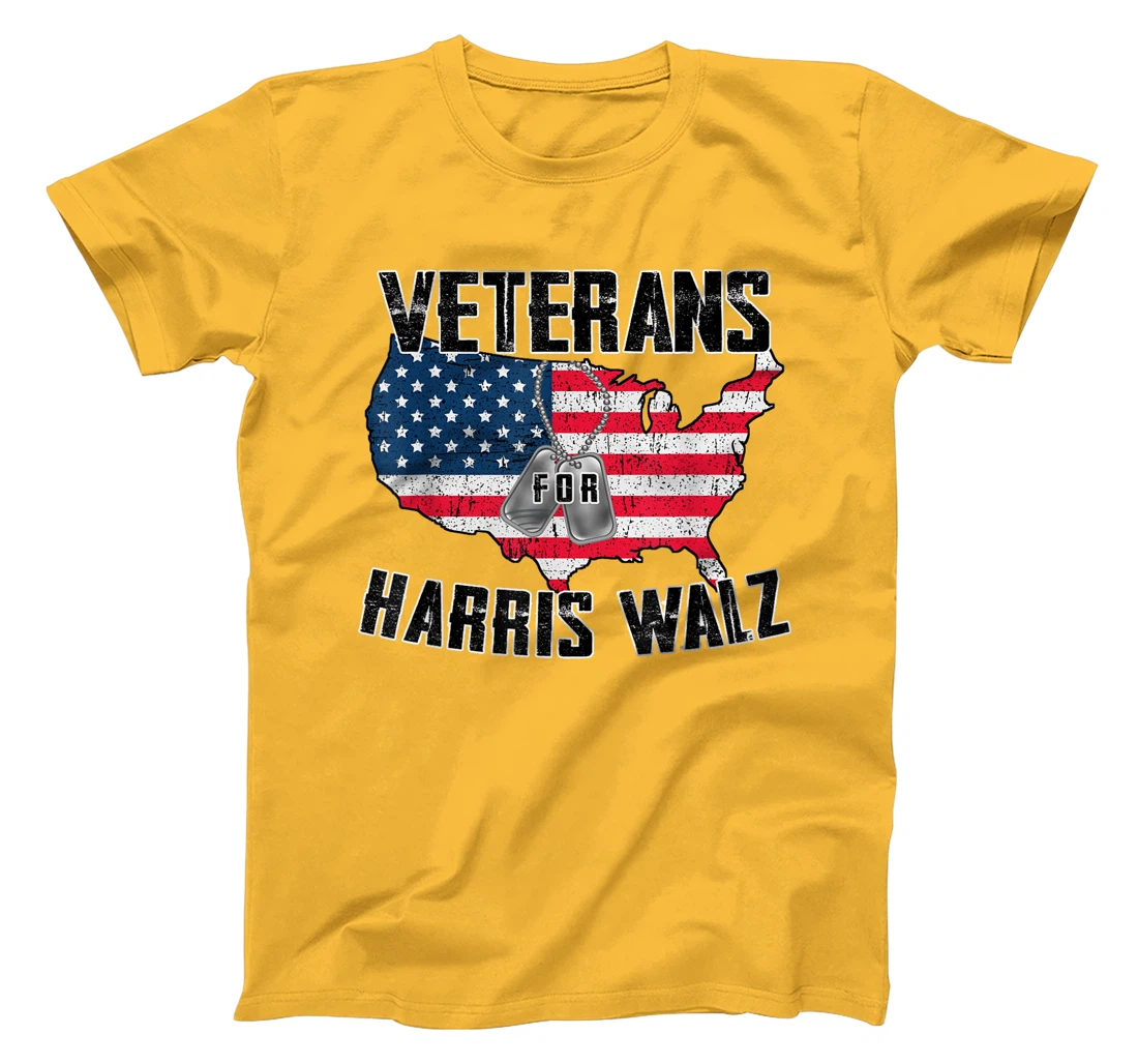 Retro Vintage Veterans Voting For Harris Walz Waltz Men T-Shirt