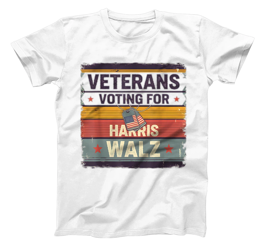 Retro Vintage Veterans Voting for Harris Walz Waltz 2024 T-Shirt