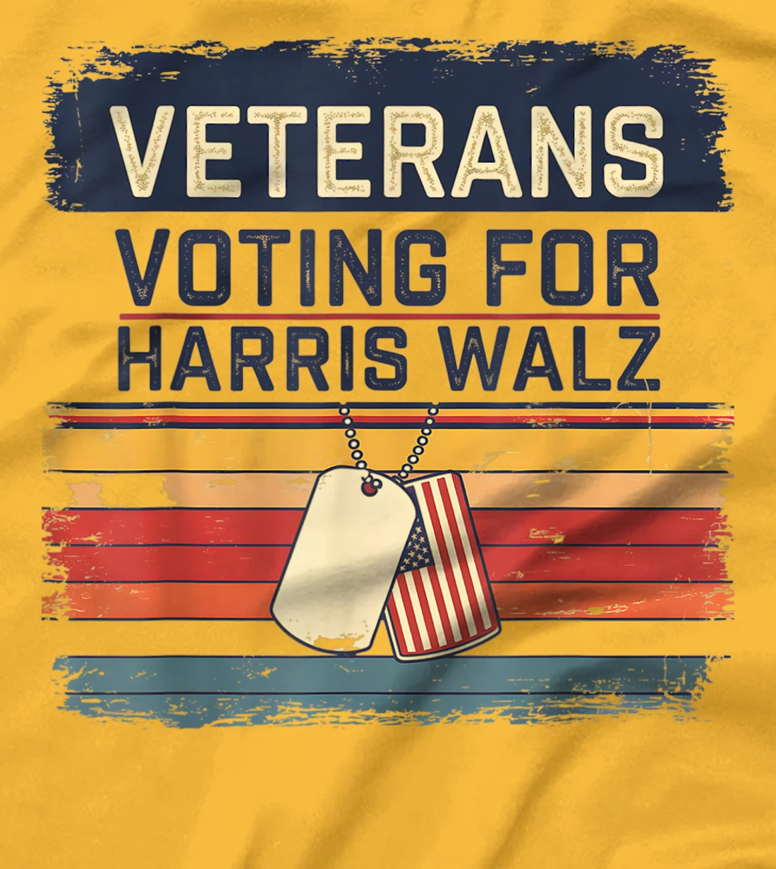 Retro Vintage Veterans Voting for Harris Walz Waltz 2024 T-Shirt