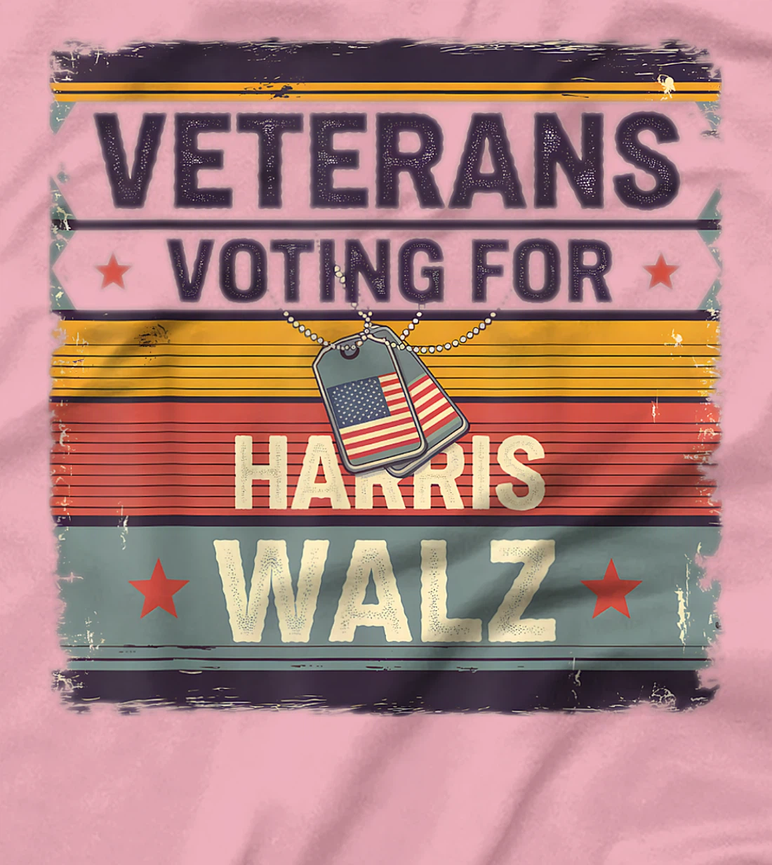 Retro Vintage Veterans Voting for Harris Walz Waltz 2024 T-Shirt