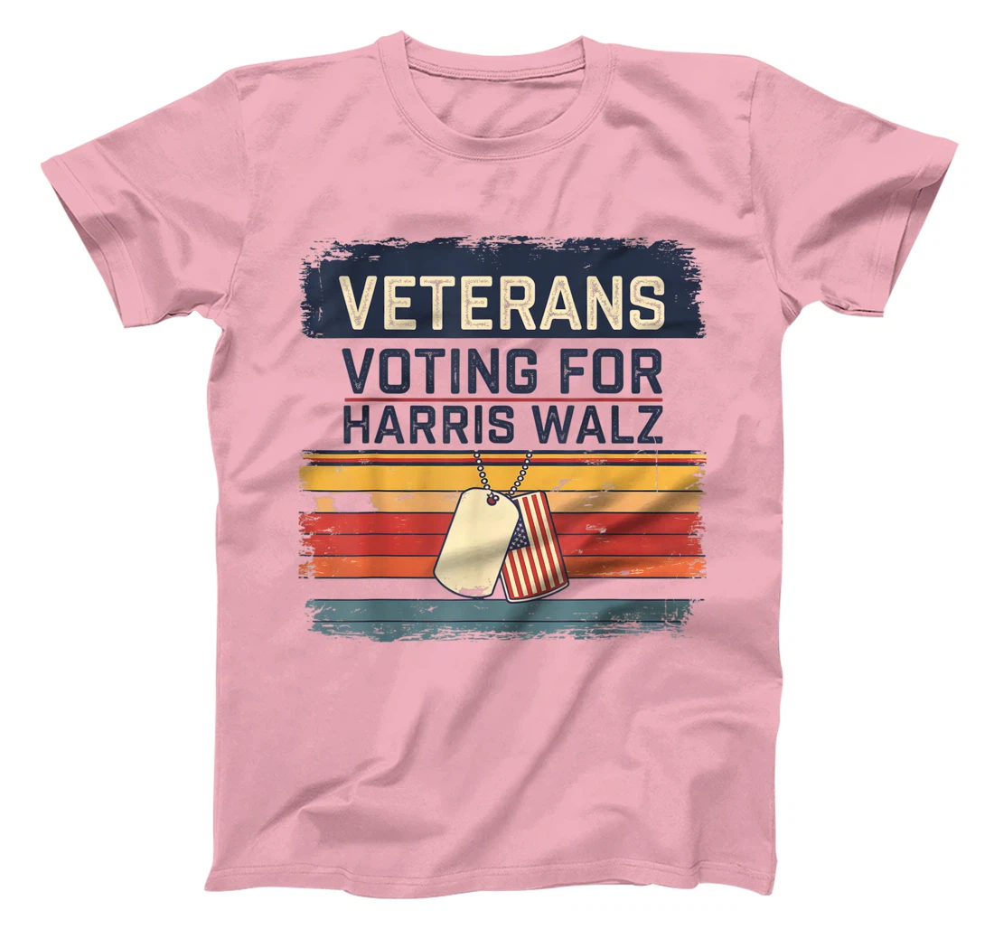 Retro Vintage Veterans Voting for Harris Walz Waltz 2024 T-Shirt
