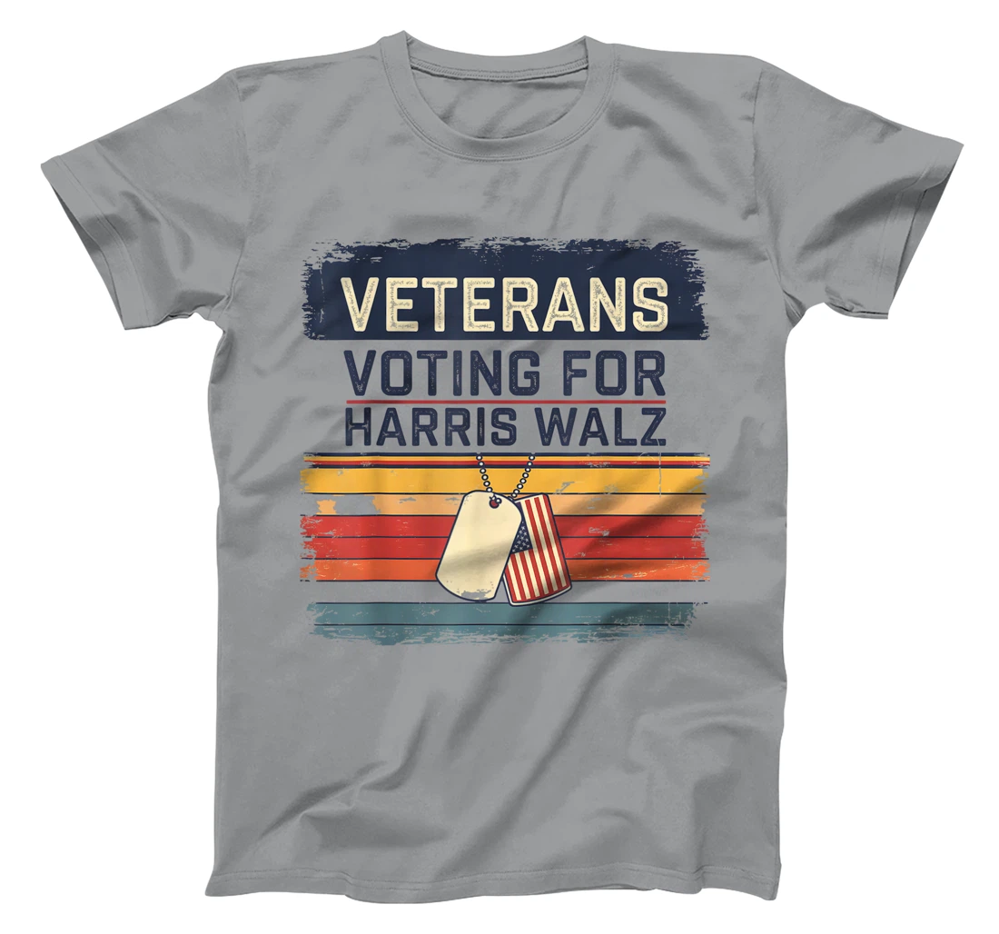 Retro Vintage Veterans Voting for Harris Walz Waltz 2024 T-Shirt