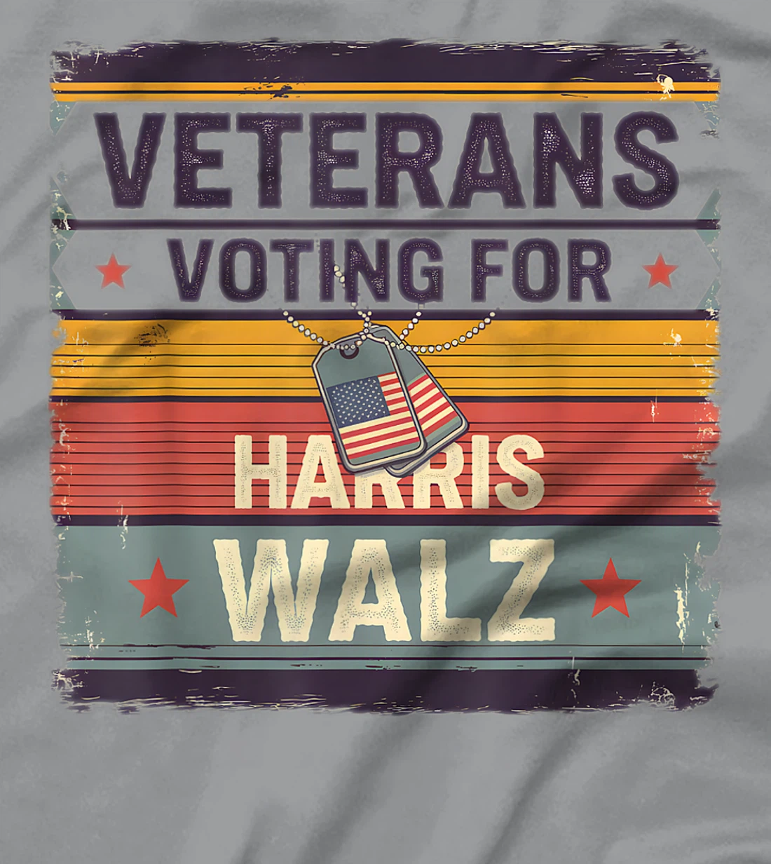 Retro Vintage Veterans Voting for Harris Walz Waltz 2024 T-Shirt