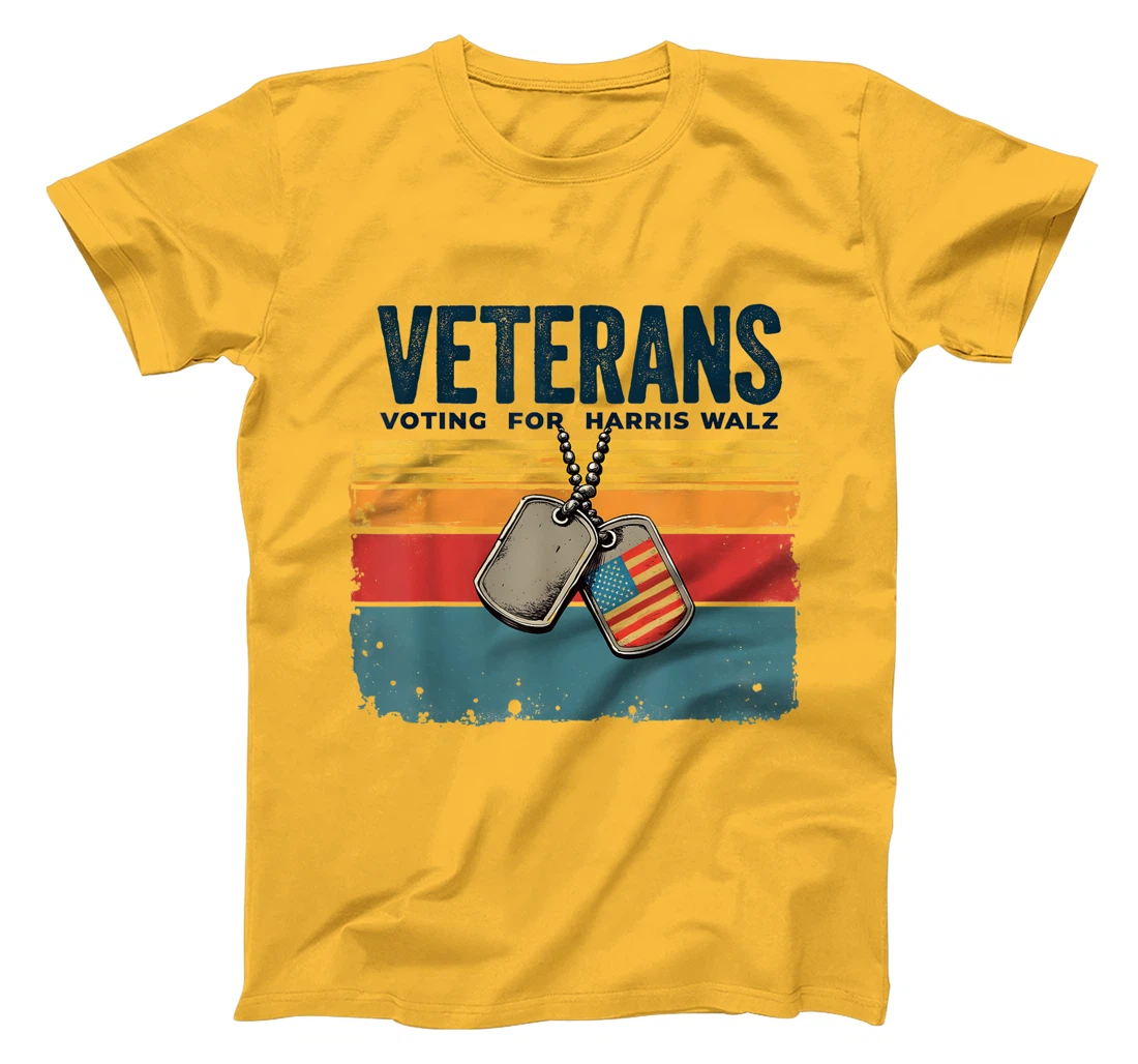 Retro Vintage Veterans Voting for Harris Walz Waltz 2024 T-Shirt