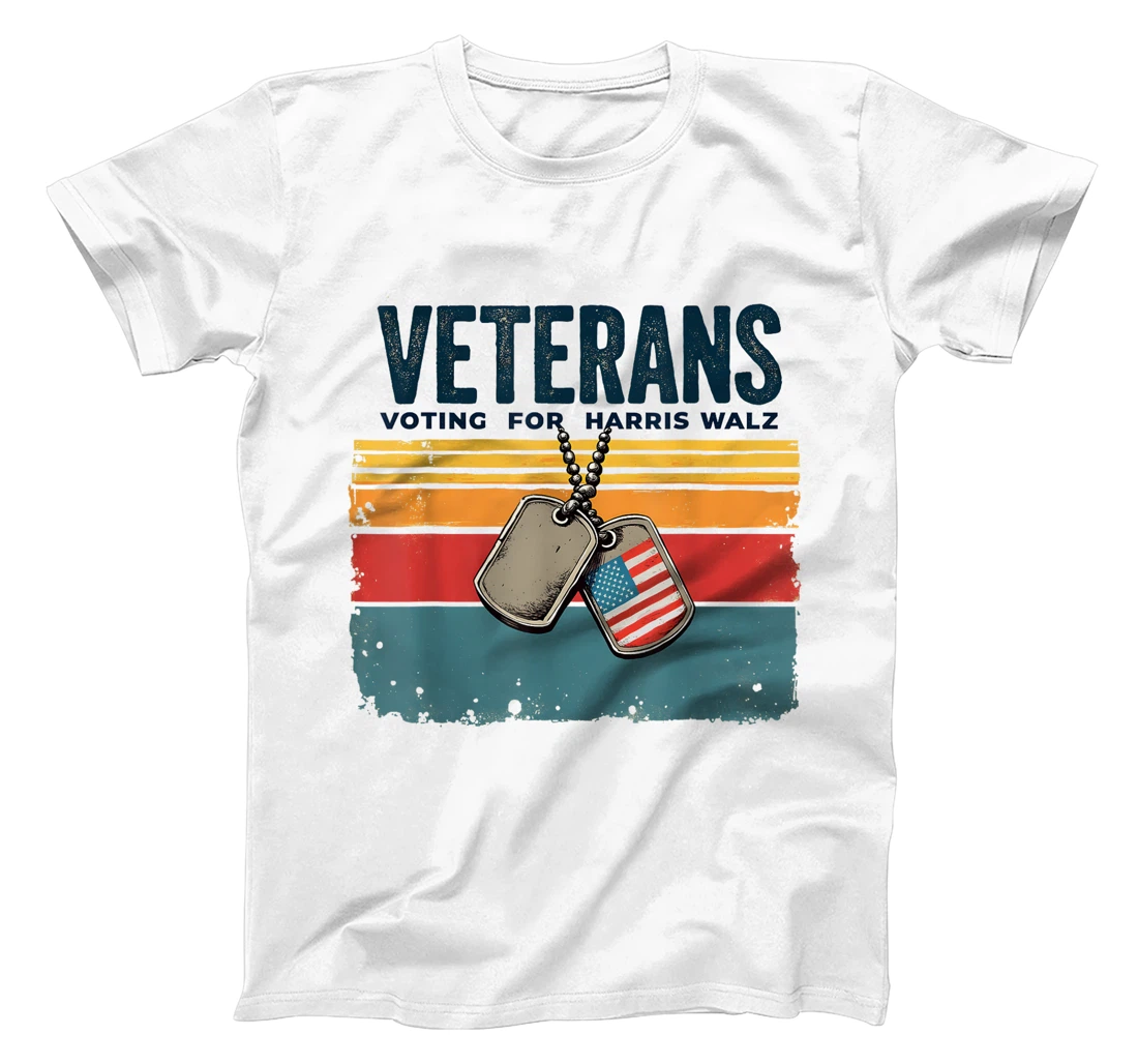 Retro Vintage Veterans Voting for Harris Walz Waltz 2024 T-Shirt