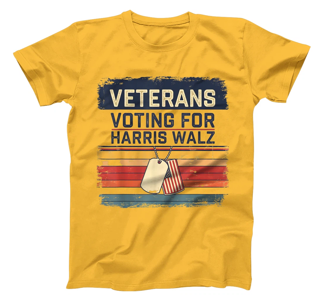 Retro Vintage Veterans Voting for Harris Walz Waltz 2024 T-Shirt