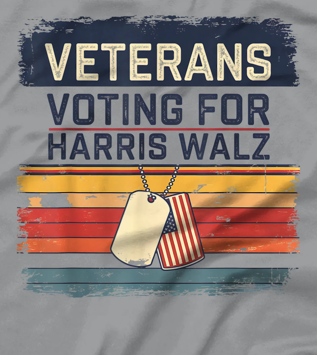 Retro Vintage Veterans Voting for Harris Walz Waltz 2024 T-Shirt