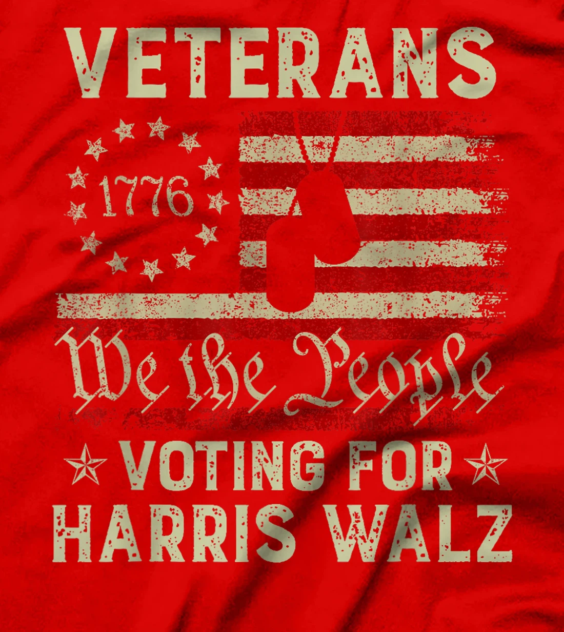 Retro America Flag Veterans Voting For Harris Walz 2024 T-Shirt