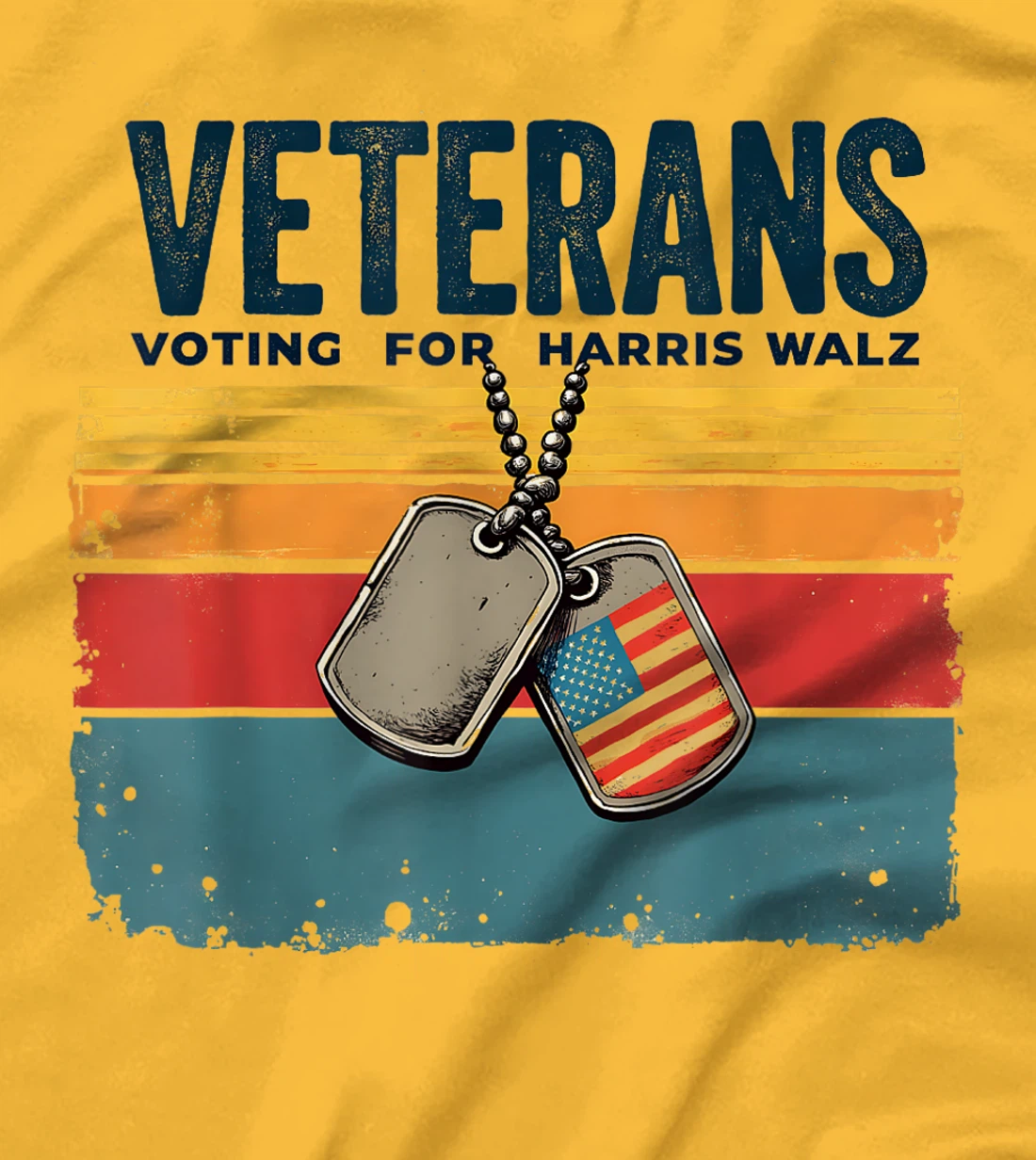 Retro Vintage Veterans Voting for Harris Walz Waltz 2024 T-Shirt