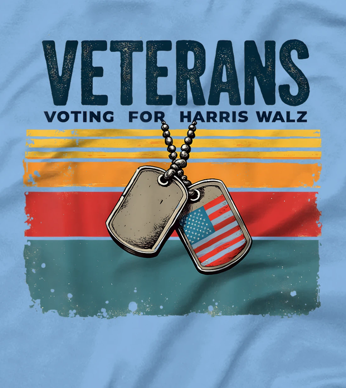 Retro Vintage Veterans Voting for Harris Walz Waltz 2024 T-Shirt