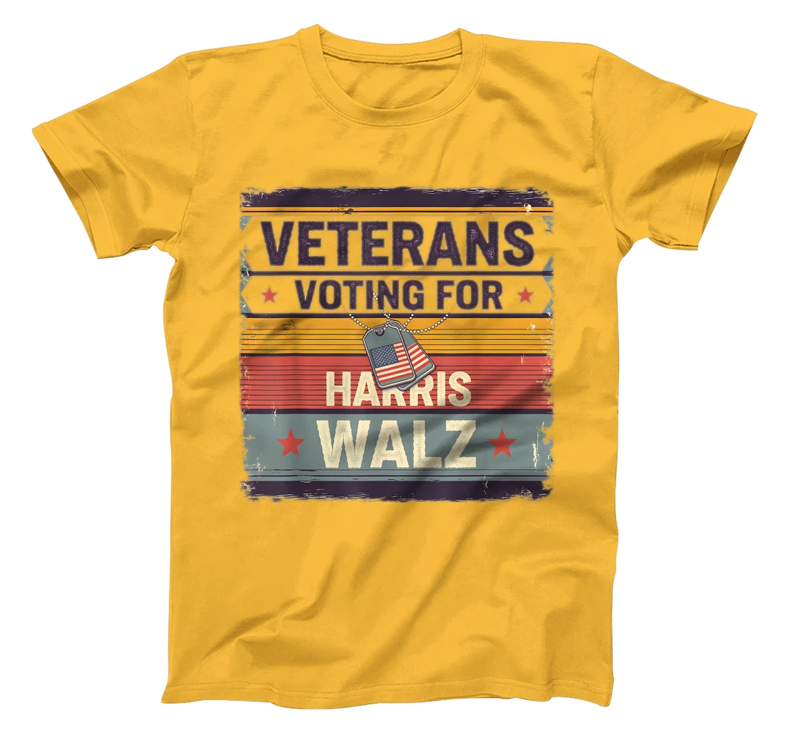 Retro Vintage Veterans Voting for Harris Walz Waltz 2024 T-Shirt