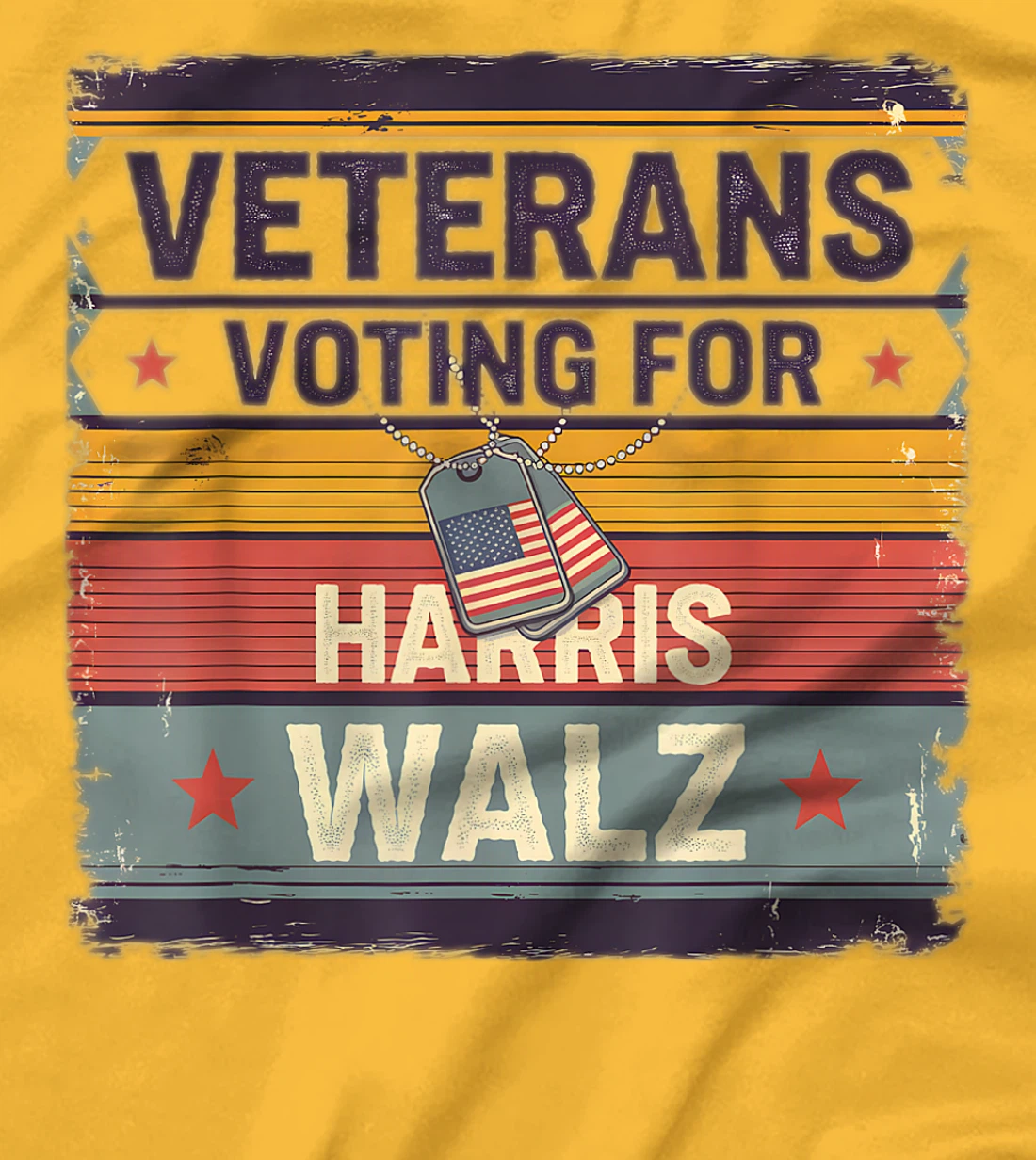 Retro Vintage Veterans Voting for Harris Walz Waltz 2024 T-Shirt