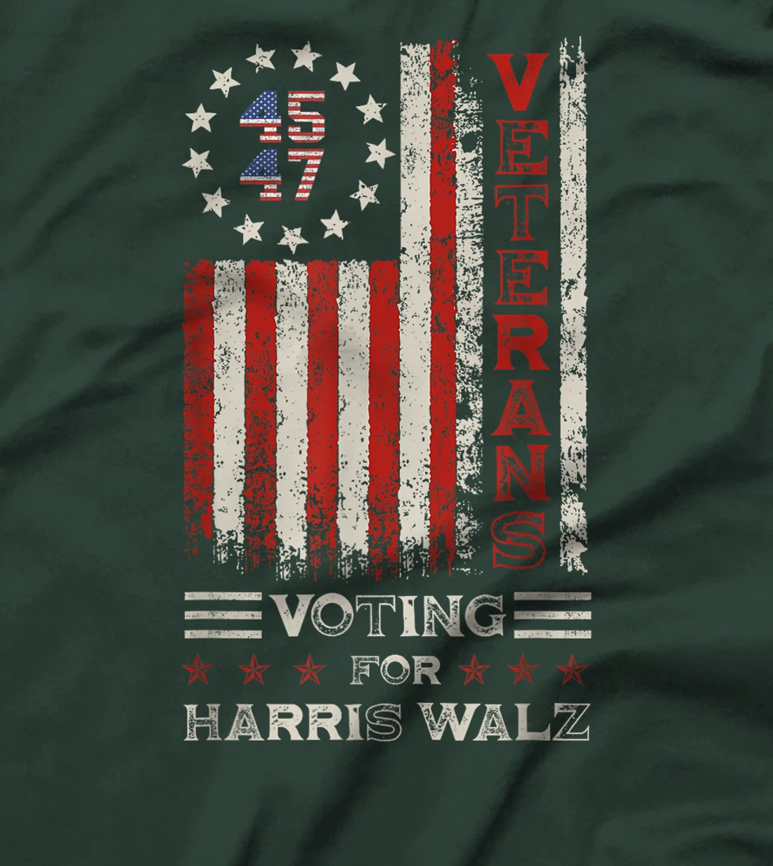 Retro America Flag Veterans Voting For Harris Walz 2024 T-Shirt