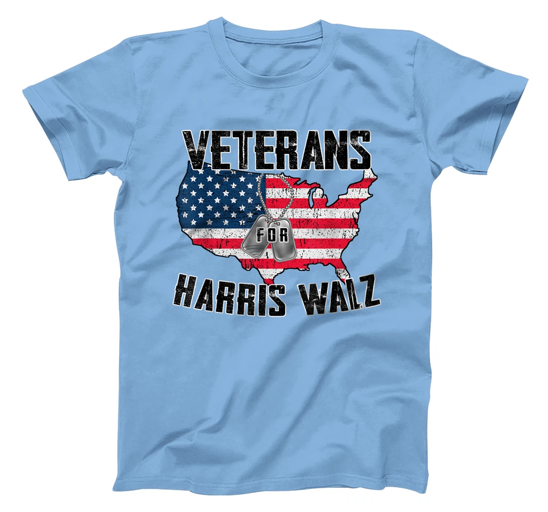 Retro Vintage Veterans Voting For Harris Walz Waltz Men T-Shirt
