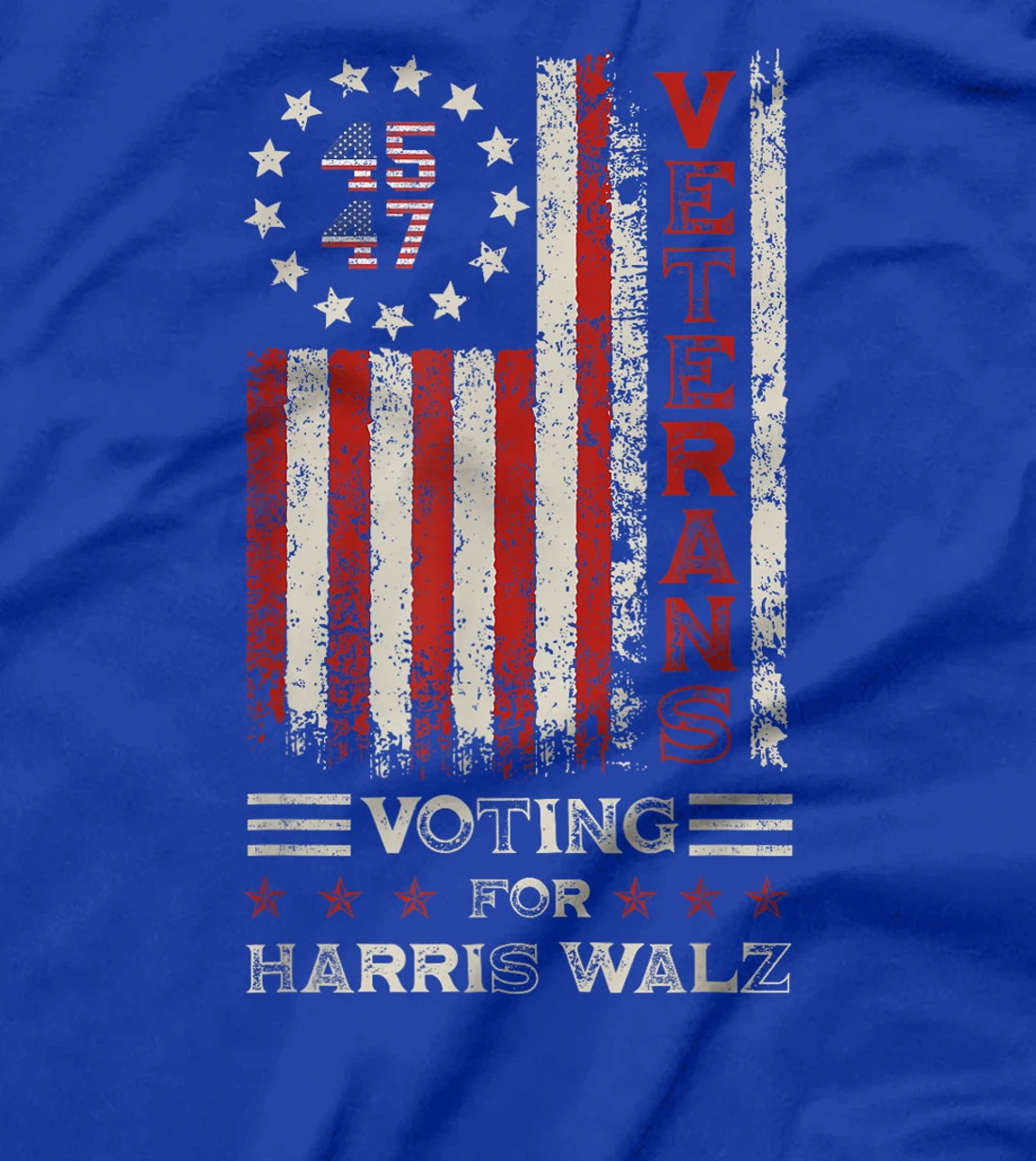 Retro America Flag Veterans Voting For Harris Walz 2024 T-Shirt