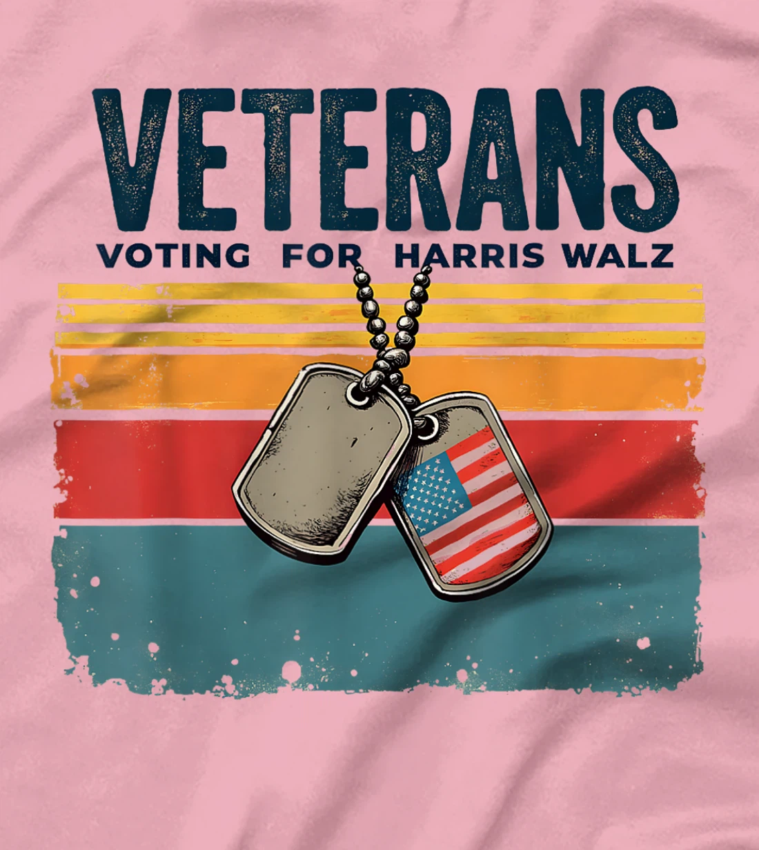 Retro Vintage Veterans Voting for Harris Walz Waltz 2024 T-Shirt