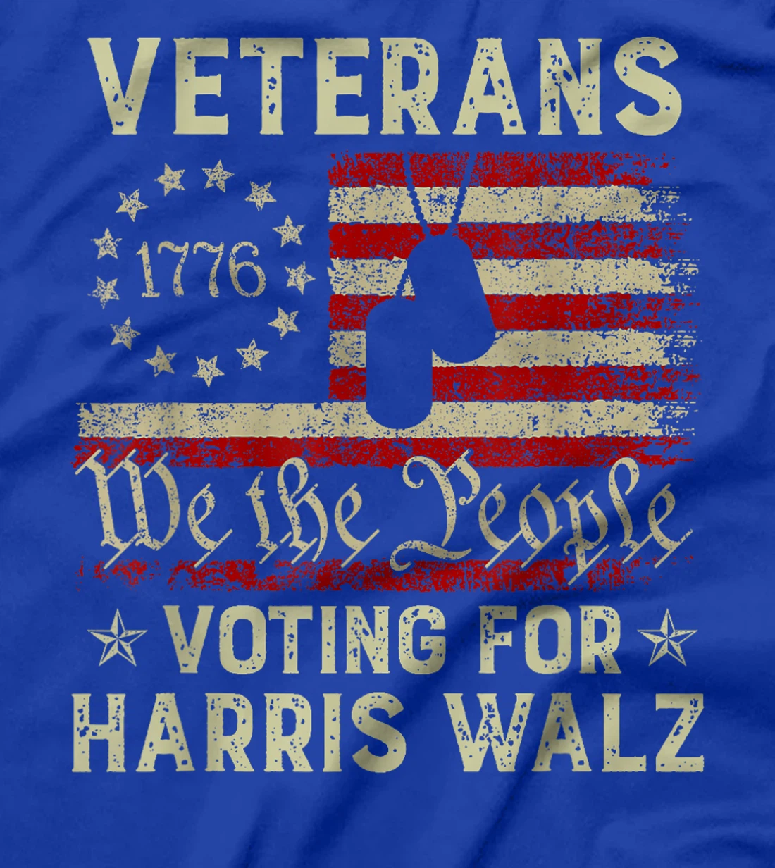 Retro America Flag Veterans Voting For Harris Walz 2024 T-Shirt