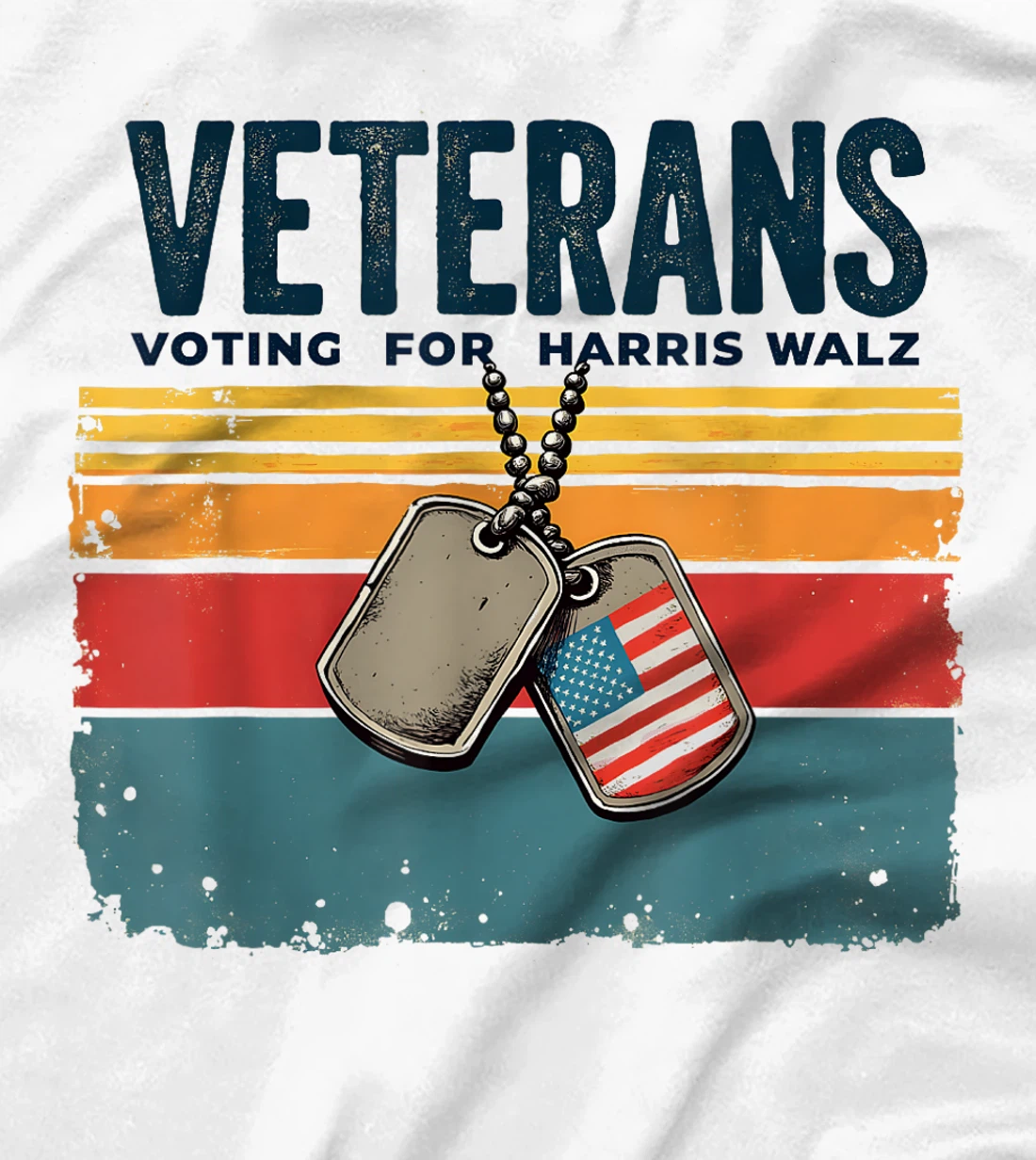 Retro Vintage Veterans Voting for Harris Walz Waltz 2024 T-Shirt