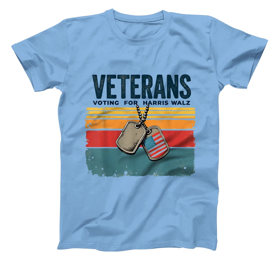 Retro Vintage Veterans Voting for Harris Walz Waltz 2024 T-Shirt