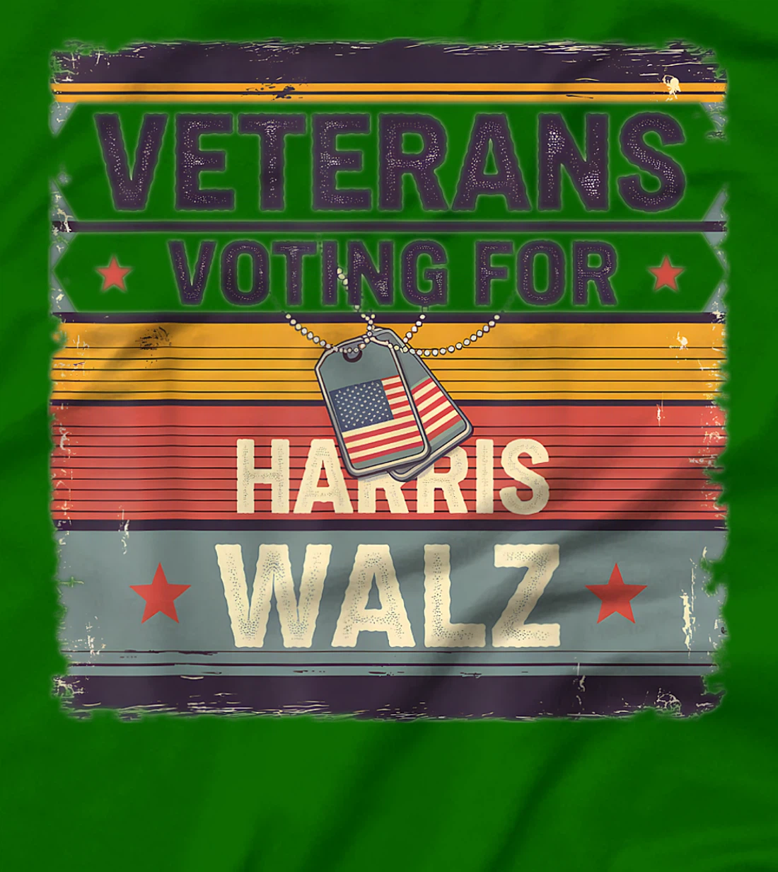 Retro Vintage Veterans Voting for Harris Walz Waltz 2024 T-Shirt