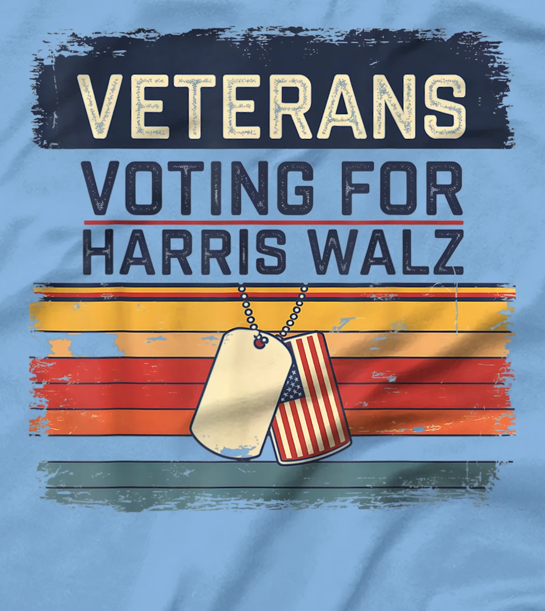 Retro Vintage Veterans Voting for Harris Walz Waltz 2024 T-Shirt