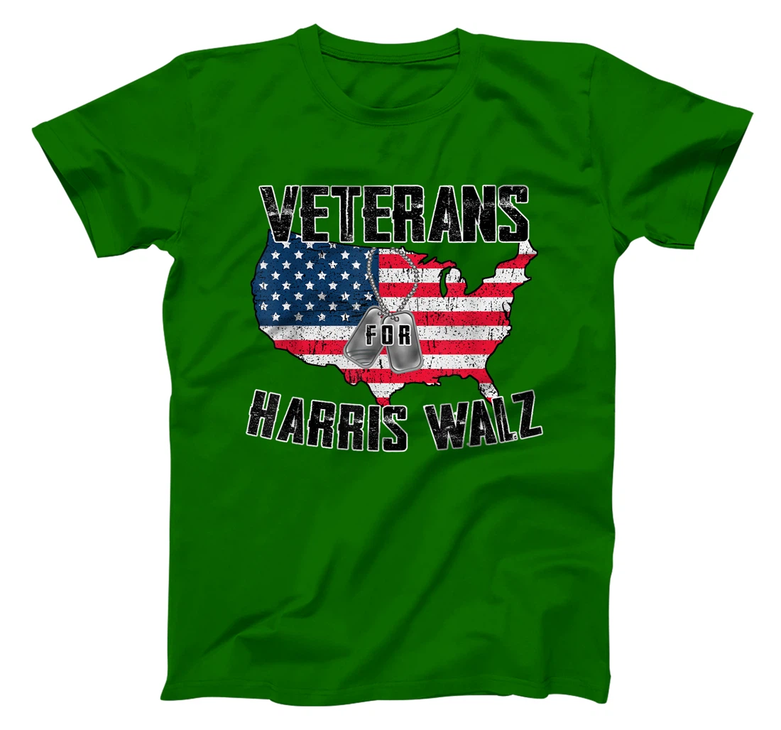 Retro Vintage Veterans Voting For Harris Walz Waltz Men T-Shirt