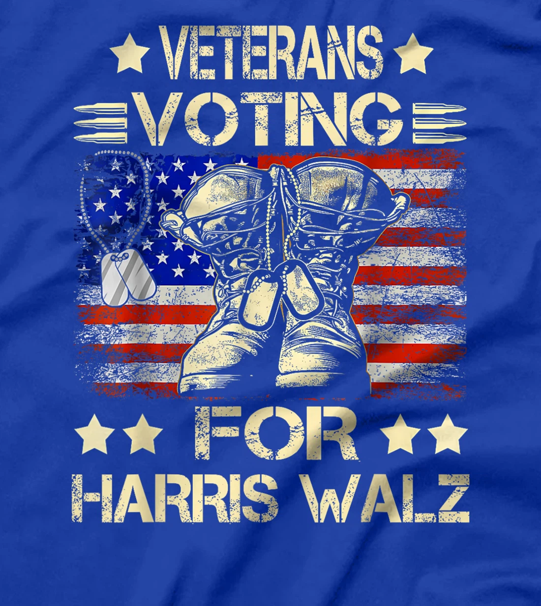 Veterans Voting For Harris Walz Waltz 2024 USA Flag T-Shirt