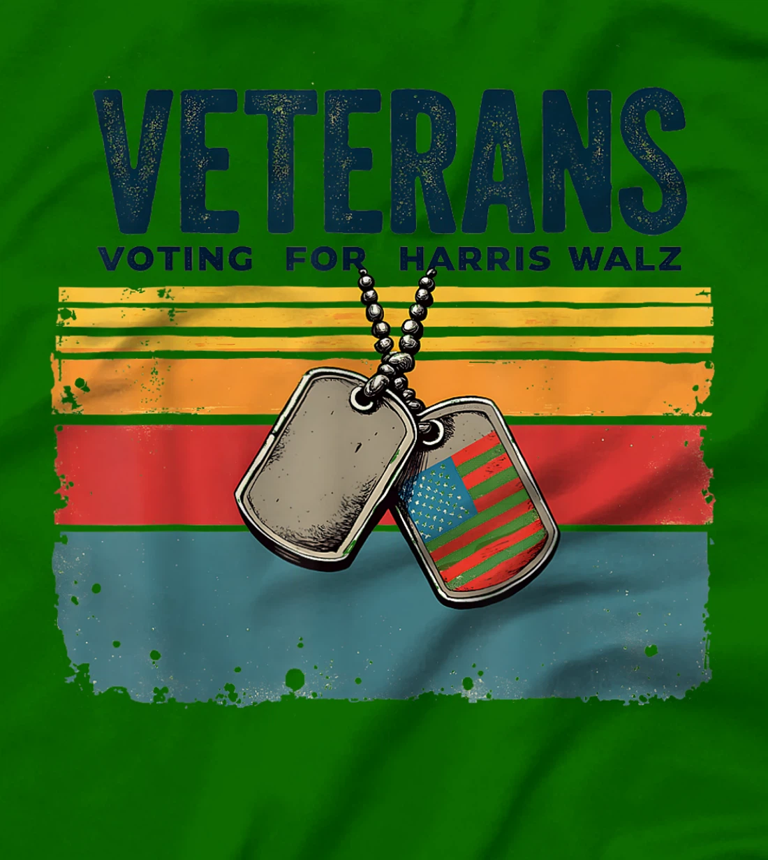 Retro Vintage Veterans Voting for Harris Walz Waltz 2024 T-Shirt