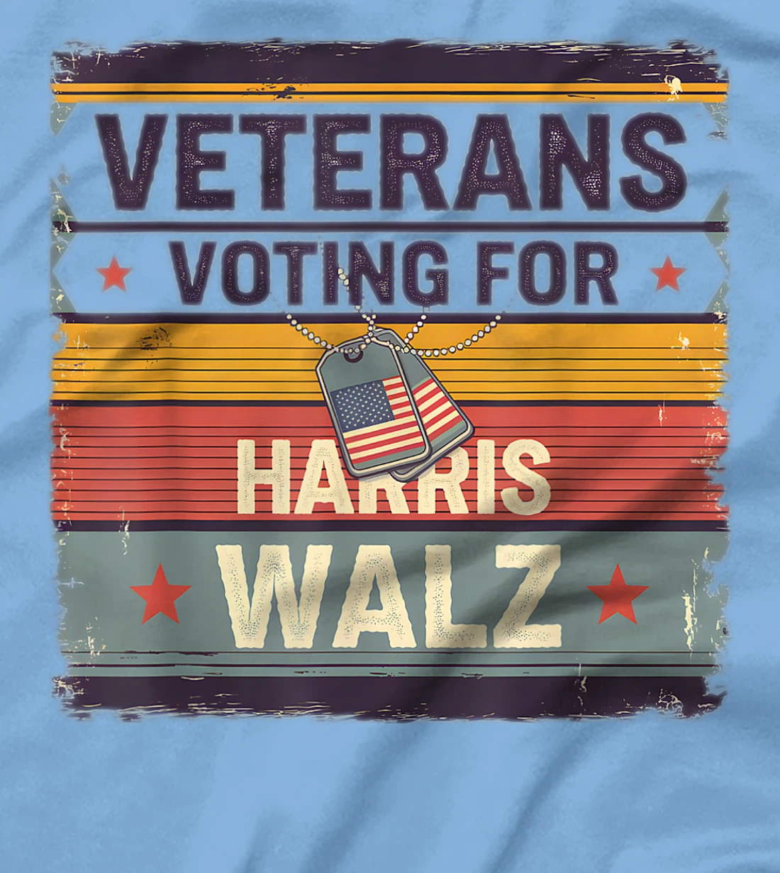 Retro Vintage Veterans Voting for Harris Walz Waltz 2024 T-Shirt