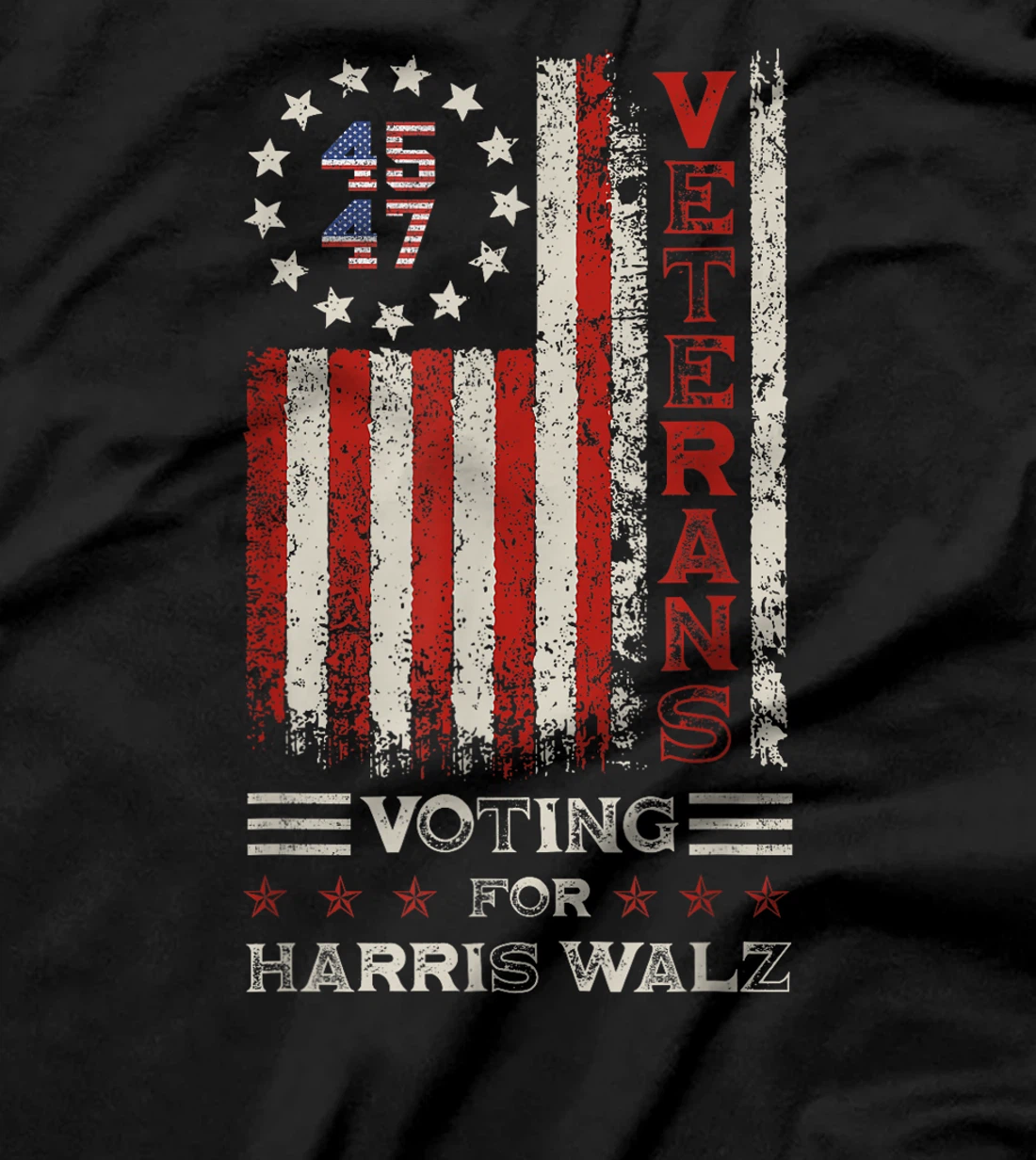 Retro America Flag Veterans Voting For Harris Walz 2024 T-Shirt