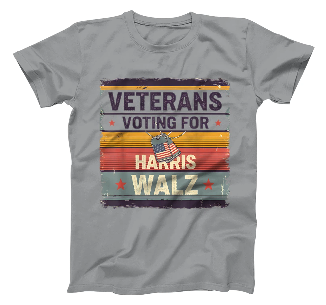 Retro Vintage Veterans Voting for Harris Walz Waltz 2024 T-Shirt