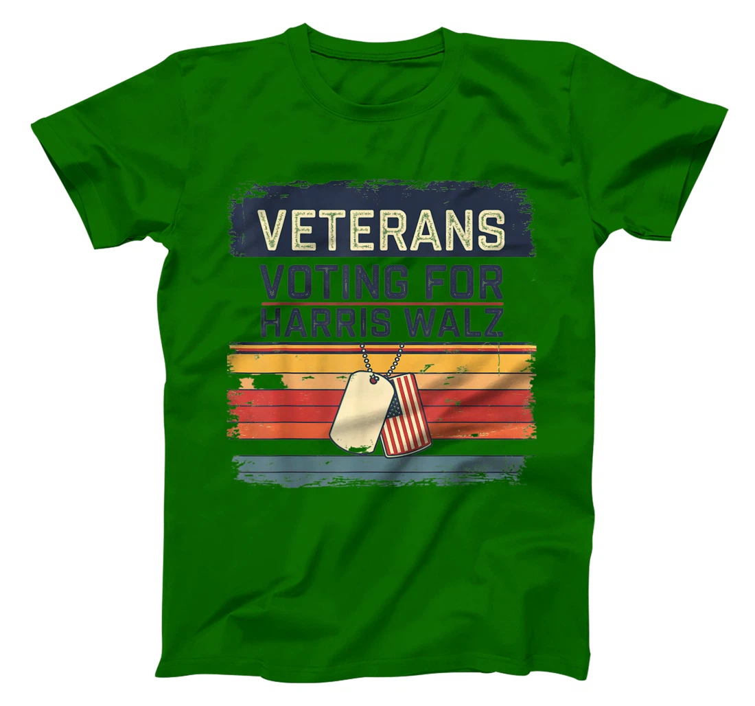 Retro Vintage Veterans Voting for Harris Walz Waltz 2024 T-Shirt