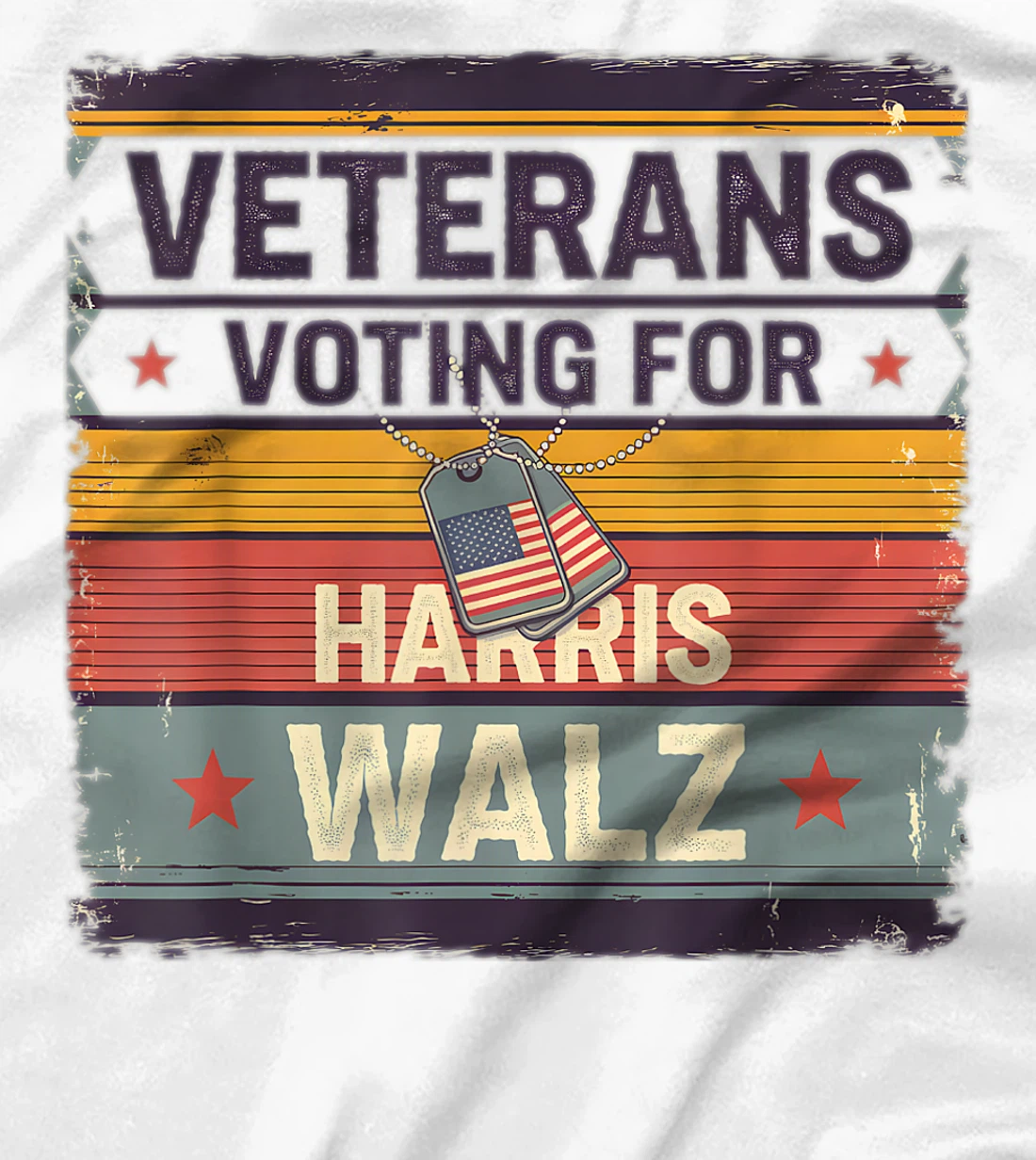 Retro Vintage Veterans Voting for Harris Walz Waltz 2024 T-Shirt