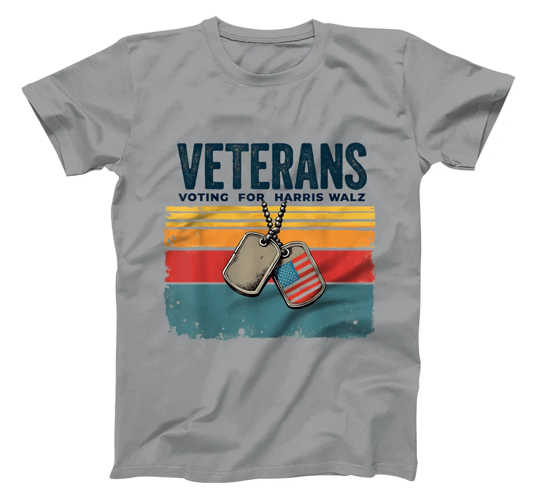 Retro Vintage Veterans Voting for Harris Walz Waltz 2024 T-Shirt