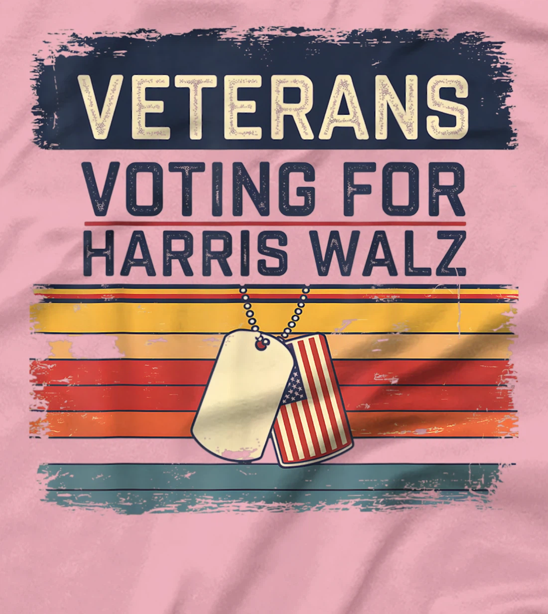 Retro Vintage Veterans Voting for Harris Walz Waltz 2024 T-Shirt