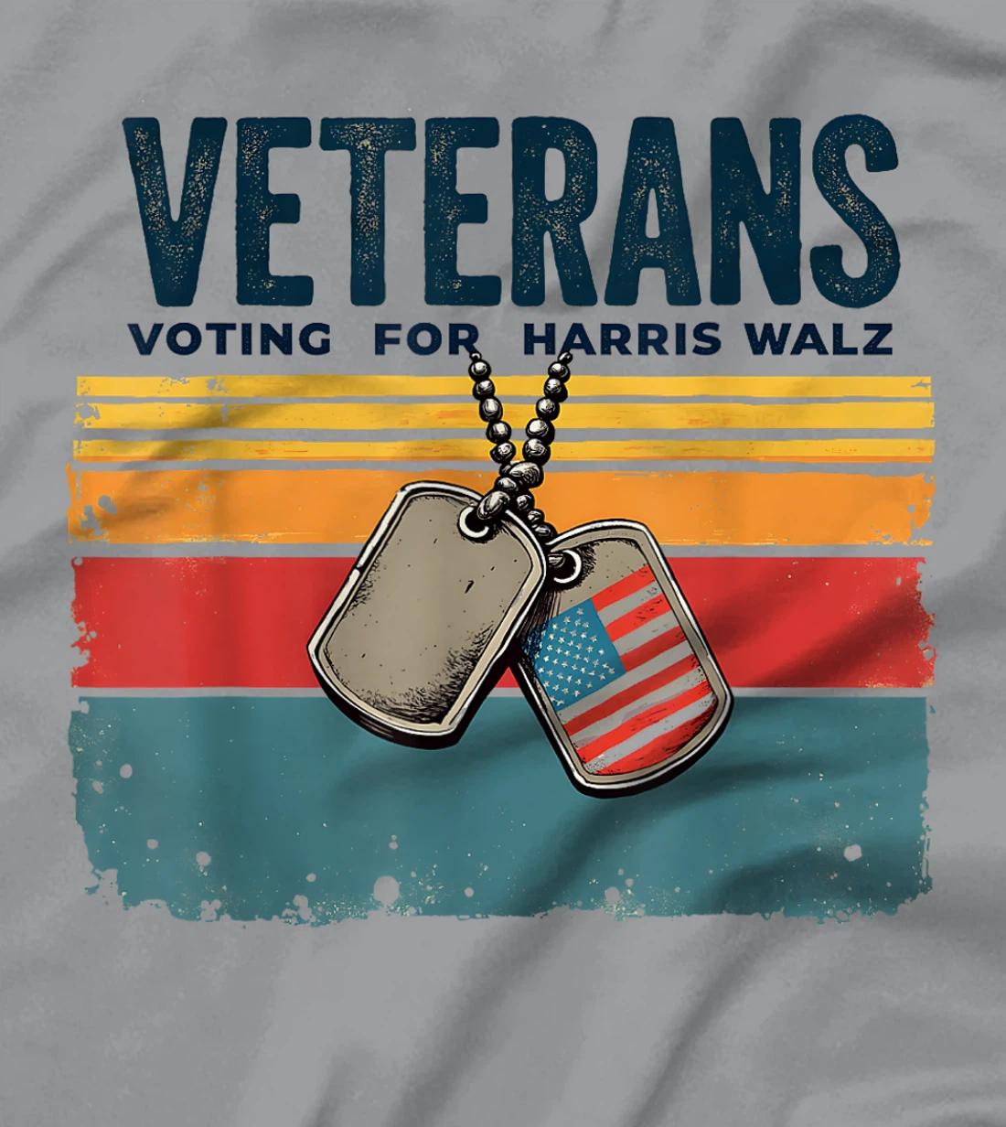 Retro Vintage Veterans Voting for Harris Walz Waltz 2024 T-Shirt