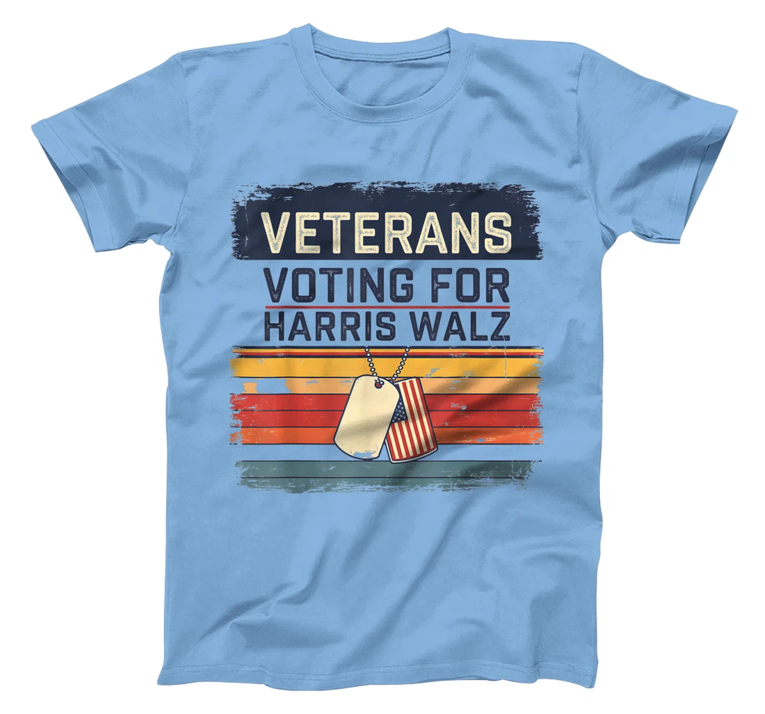 Retro Vintage Veterans Voting for Harris Walz Waltz 2024 T-Shirt