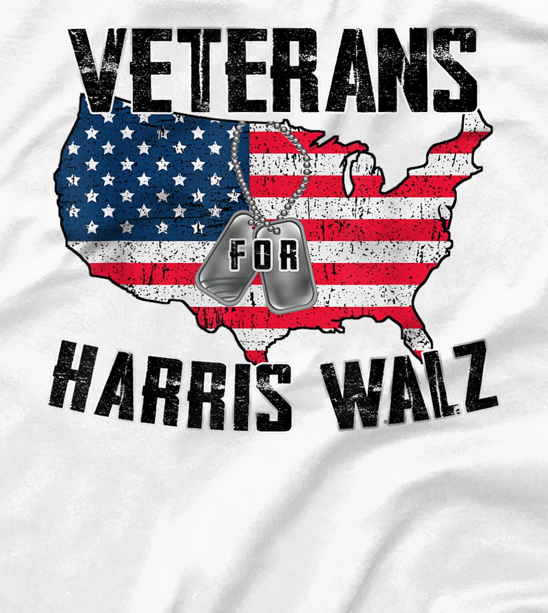 Retro Vintage Veterans Voting For Harris Walz Waltz Men T-Shirt