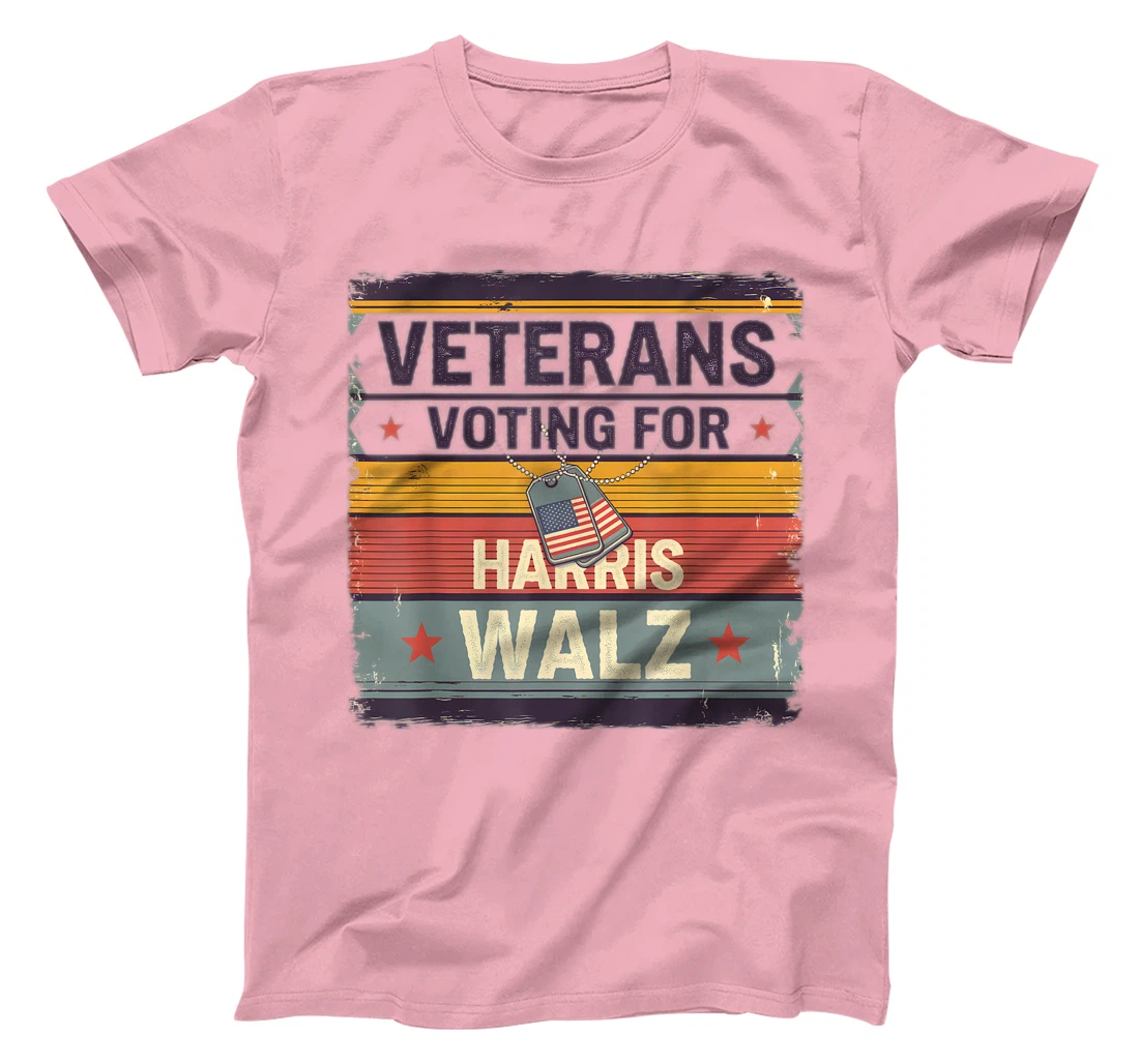 Retro Vintage Veterans Voting for Harris Walz Waltz 2024 T-Shirt